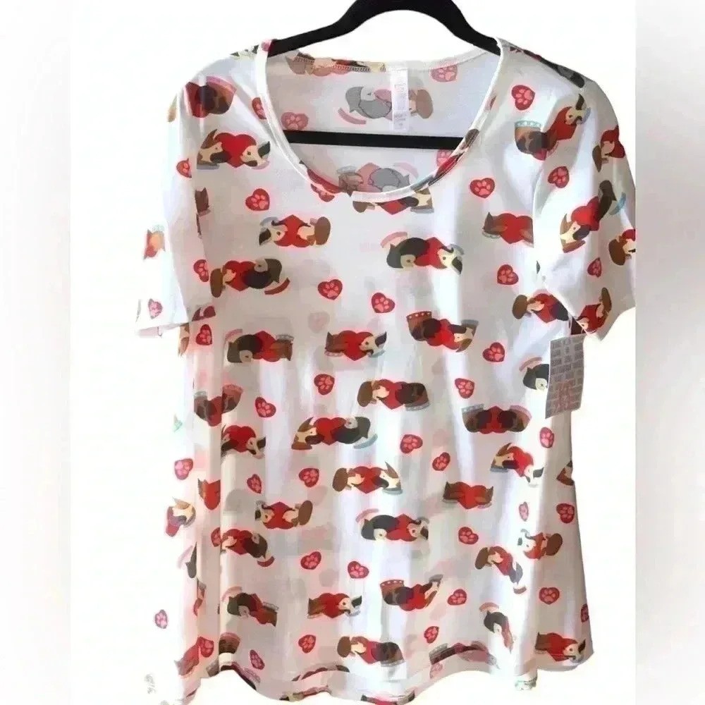 Lularoe‎ XS dog Perfect Tee NWT. With paw prints and puppy love . Adorable!